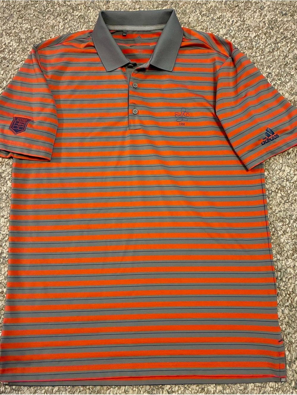 adidas Men’s Orange & Gray Striped Golf Polo